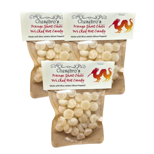 Orange Ghost Chili Hard Candy Drops 3-Pack - 13.5 Ounces of Candy