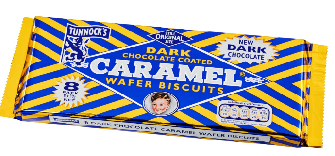 Tunnock's Dark Chocolate Coated Caramel Wafer Biscuits, 8.4 oz.
