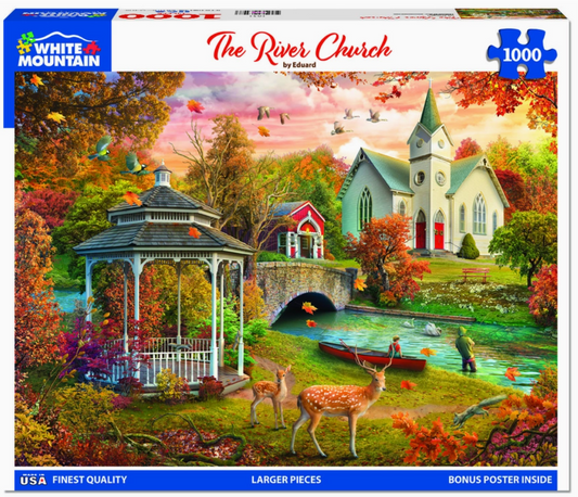 The River Church (1891pz) - 1000 Piece Jigsaw Puzzle