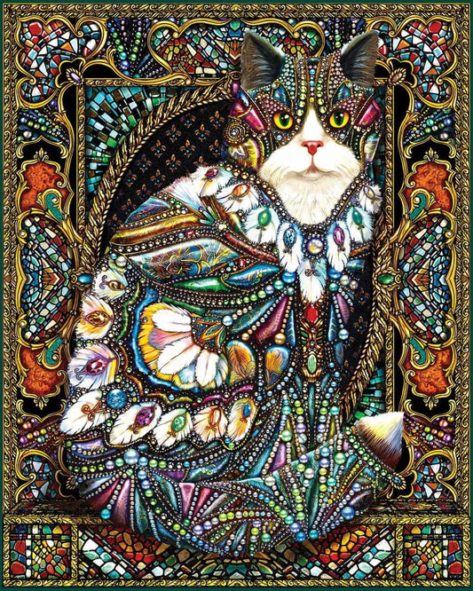 Jeweled Cat (1446pz) - 1000 Piece Jigsaw Puzzle