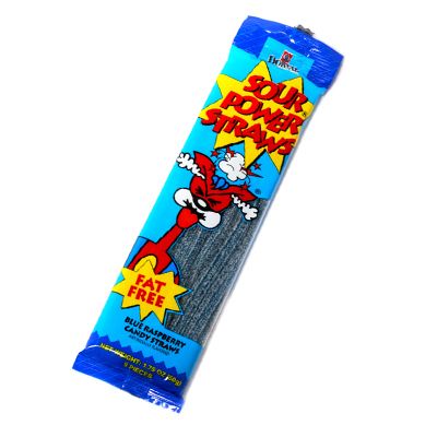 Sour Power Blue Raspberry Candy Straws - 1.75-oz. Pack Case of 24