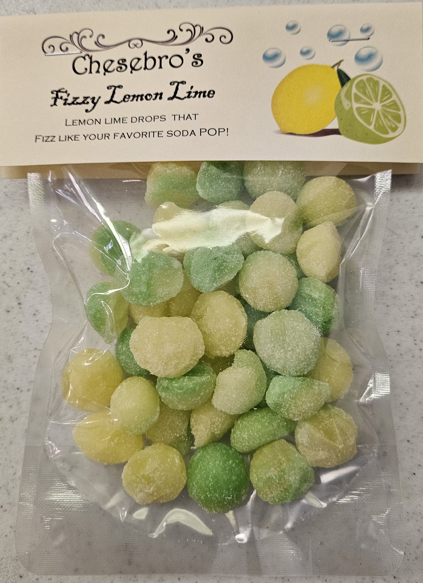 Fizzy Lemon Lime Hard Candy Drops 4.5 Ounces