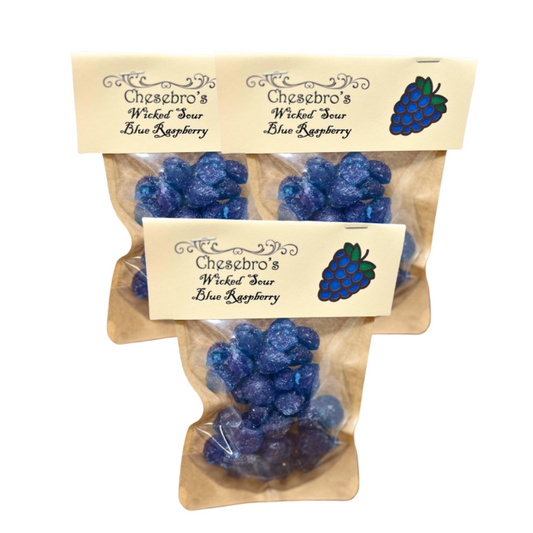 Wicked Sour Blue Raspberry Hard Candy Drops, 3-Pack - 13.5 Ounces of Candy