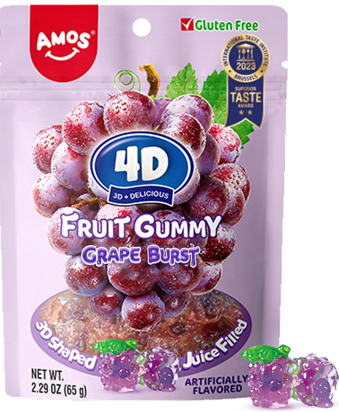 4D AMOS Grape Burst Fruit Gummy, 6 oz.