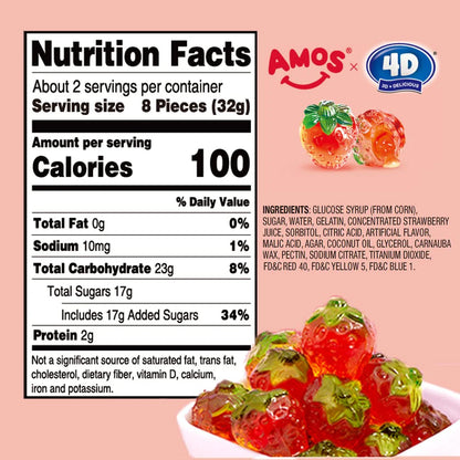 4D AMOS Strawberry Burst Fruit Gummy, 6 oz.