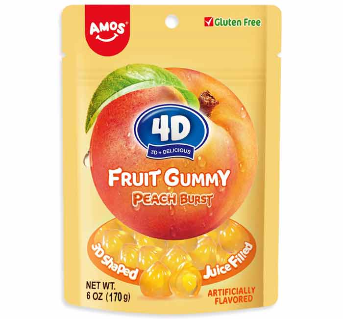 4D AMOS Peach Burst Gummy, 6 oz.