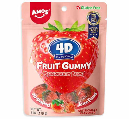 4D AMOS Strawberry Burst Fruit Gummy, 6 oz.