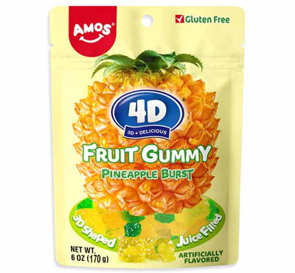 4D AMOS Pineapple Burst Fruit Gummy, 6 oz.