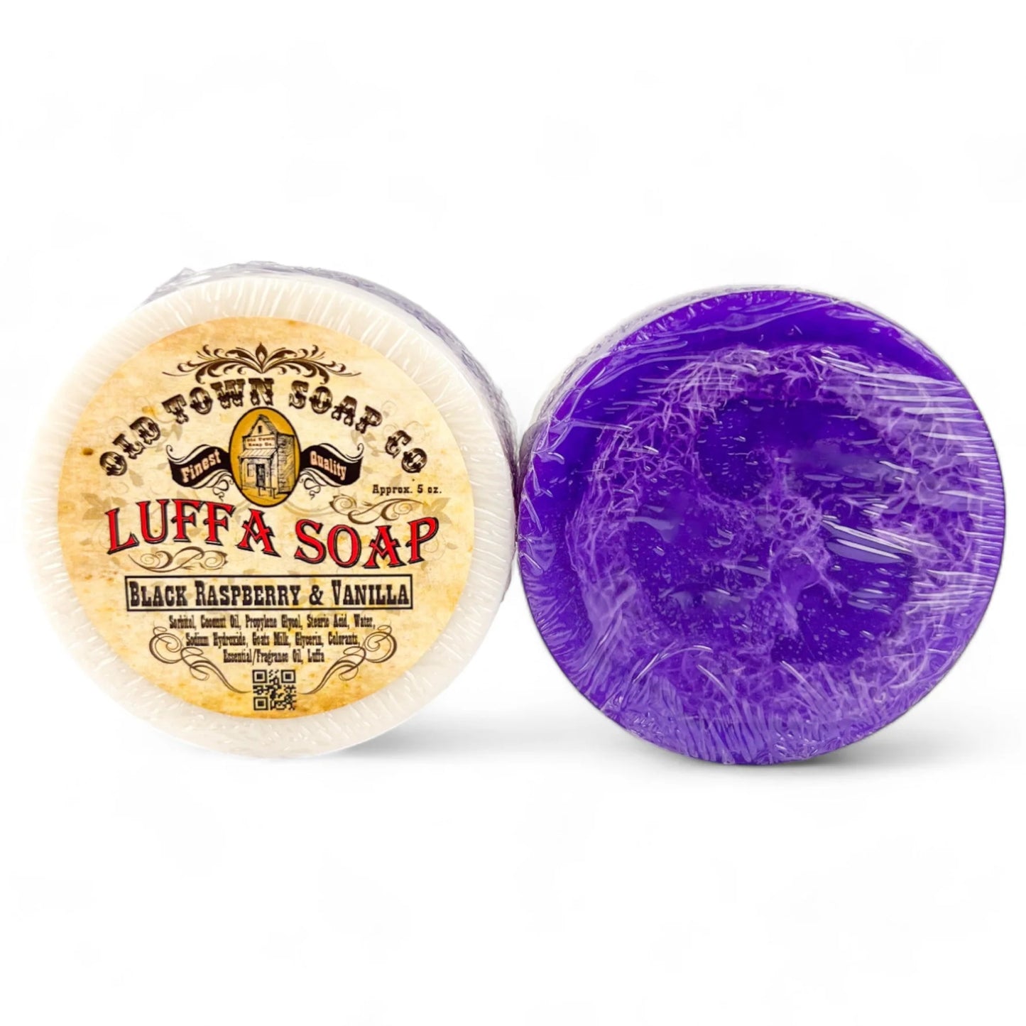 Old Town Soap Blue Raspberry and Vanilla Goat's Milk Luffa Soap