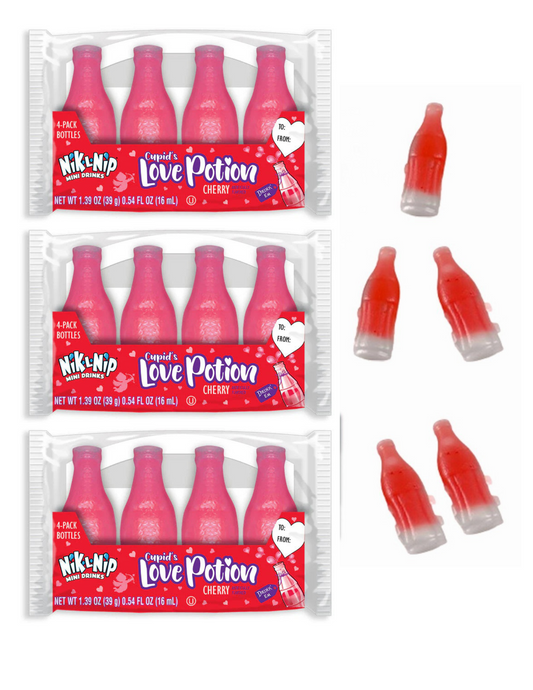 Nik L Nip Cherry Love Potion Wax Bottle Candy 3 Pack