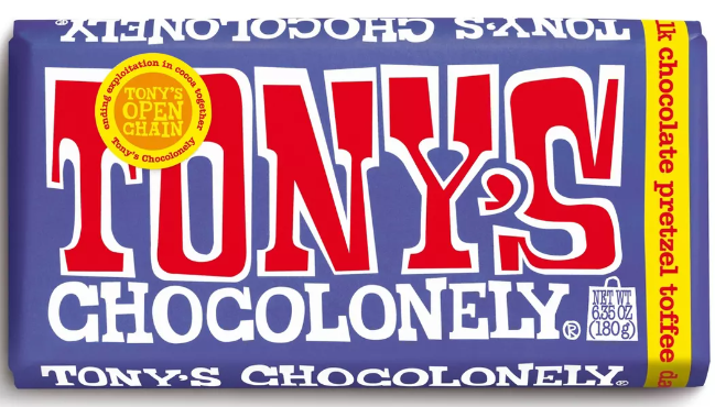 Tony's Chocolonely Milk Chocolate Pretzel Toffee Bar, 6.35 oz.