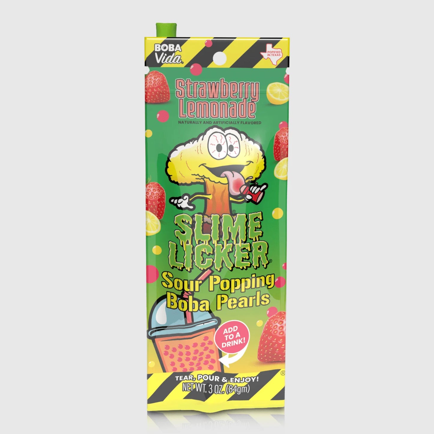 Slime Licker Strawberry Lemonade Sour Popping Boba Pearls, 3 oz.