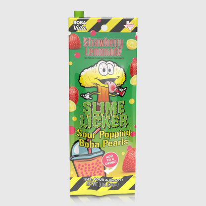 Slime Licker Strawberry Lemonade Sour Popping Boba Pearls, 3 oz.