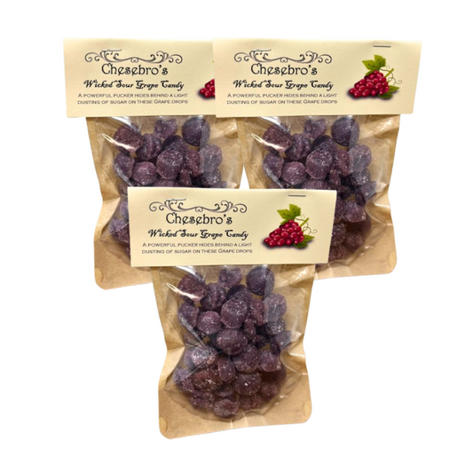 Wicked Sour Grape Hard Candy Drops 3-Pack - 13.5 Ounces of Candy