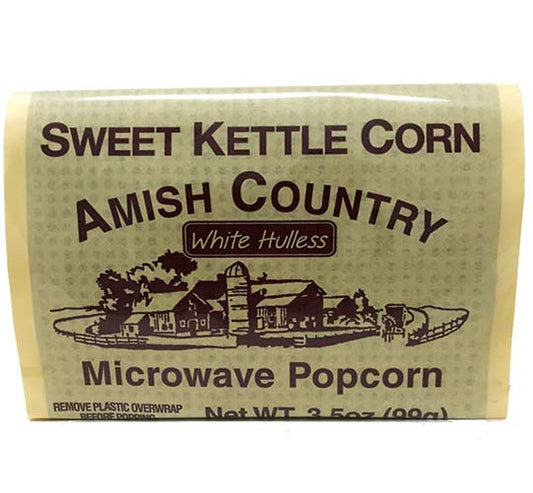 Amish Country Hulless Microwave Sweet Kettle Corn Popcorn, 3.5 oz.