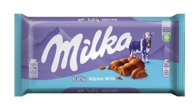 Milka Bubbly Alpine Milk Chocolate Bar 100 grams