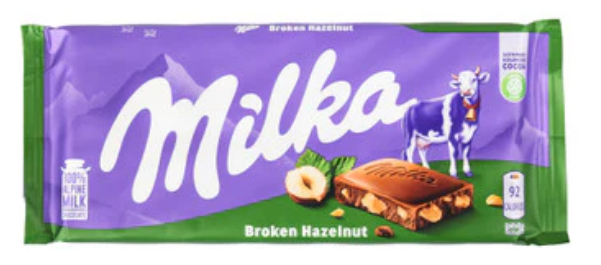 Milka Broken Hazelnut Chocolate Bar 100 grams