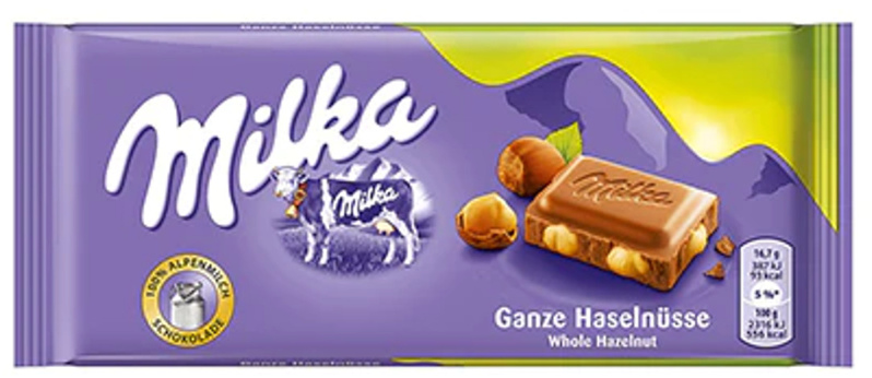 Milka Whole Hazelnut, 100 grams