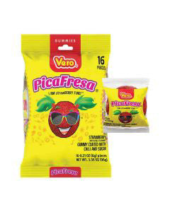 Vero Picafresa Strawberry Gummy Coated With Chili And Sugar, 16 Ct