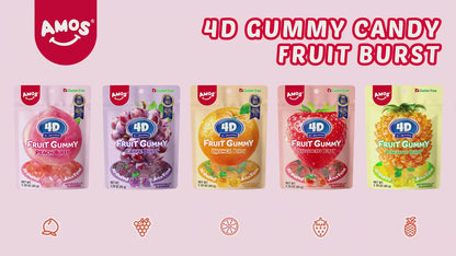 4D AMOS Strawberry Burst Fruit Gummy, 2.29 oz.