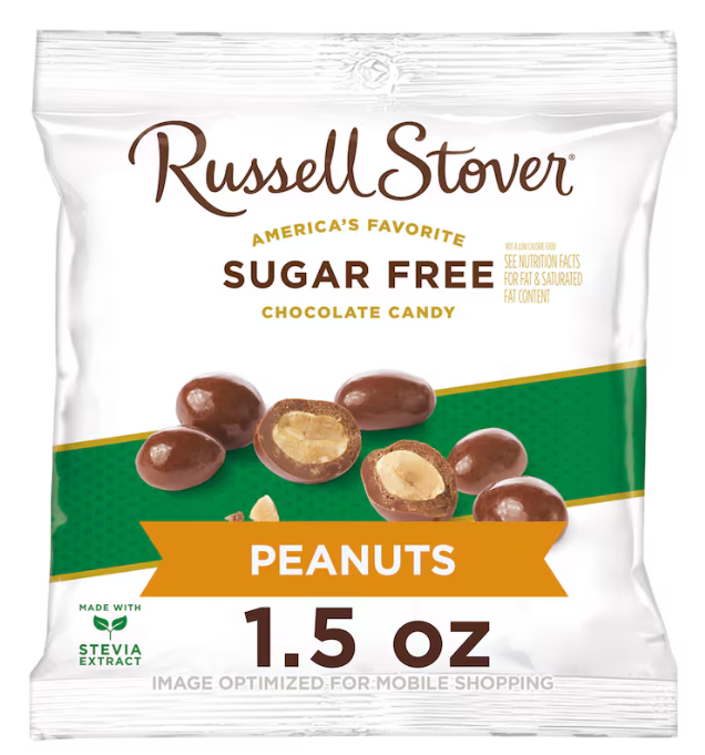 Russell Stover Milk Chocolate Peanuts Sugar Free, 1.5 oz.