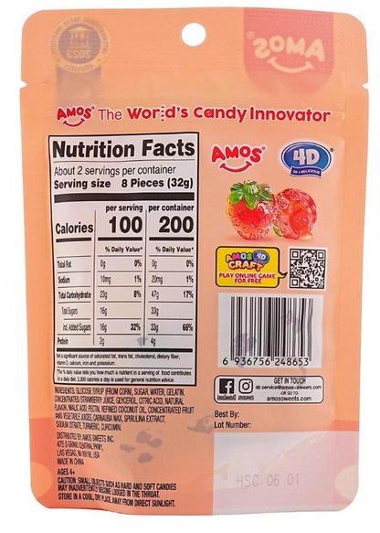 4D AMOS Strawberry Burst Fruit Gummy, 2.29 oz.