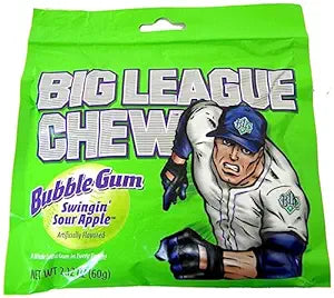 Big League Chew Bubble Gum Swinging Sour Apple, 2.12 oz.