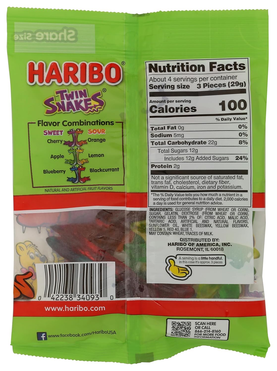 Haribo Twin Snakes, 4 oz.